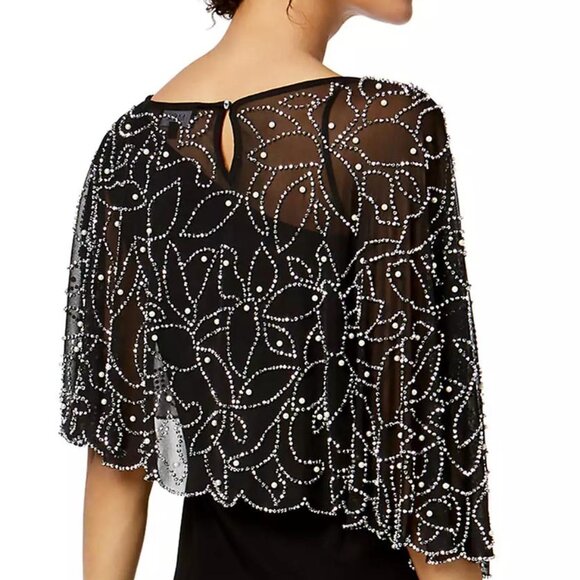 MSK Women's Boat-Neck Embellished-Cape Jersey-Knit Gown Black - Picture 4 of 5